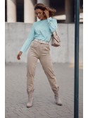 Loose jeans with a belt, beige 6693 - Online store - Boutique